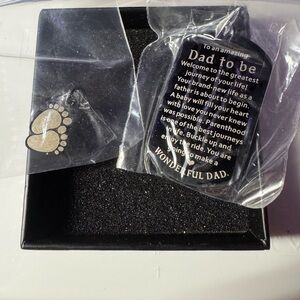 Black Dad-to-Be Dog Tag Keyring